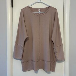 Spanx Women's Perfect Length Dolman 3/4-Sleeve Sweatshirt Top XL Mauve/Taupe